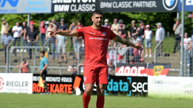 Baden-Wuerttemberg, Fussball, Maenner, OL, Oberliga, Saison 2024/25, wfv Erzielt seine Tore Nummer fünf und sechs für den SSV Reutlingen: Konstantinos Markopoulos.